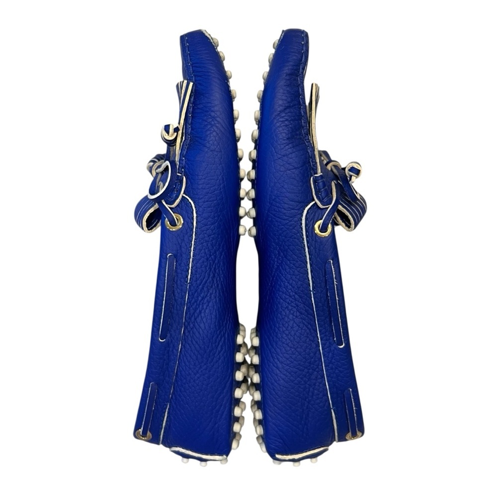 TOD'S Bubble Gommino Loafer Moccasin Italian Leather Fringe Blue Women's Size 39 - Picture 8 of 17